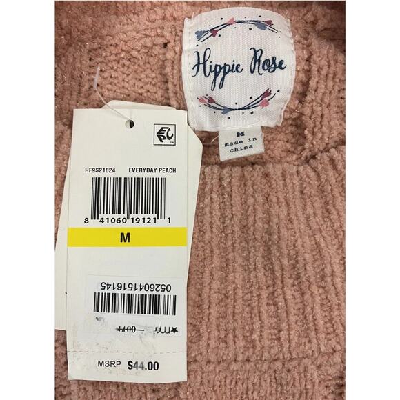 New w Tag Hippie Rose Chenile Sweater Sz M Neutral Cable Knit Cropped Preppy - Picture 3 of 12